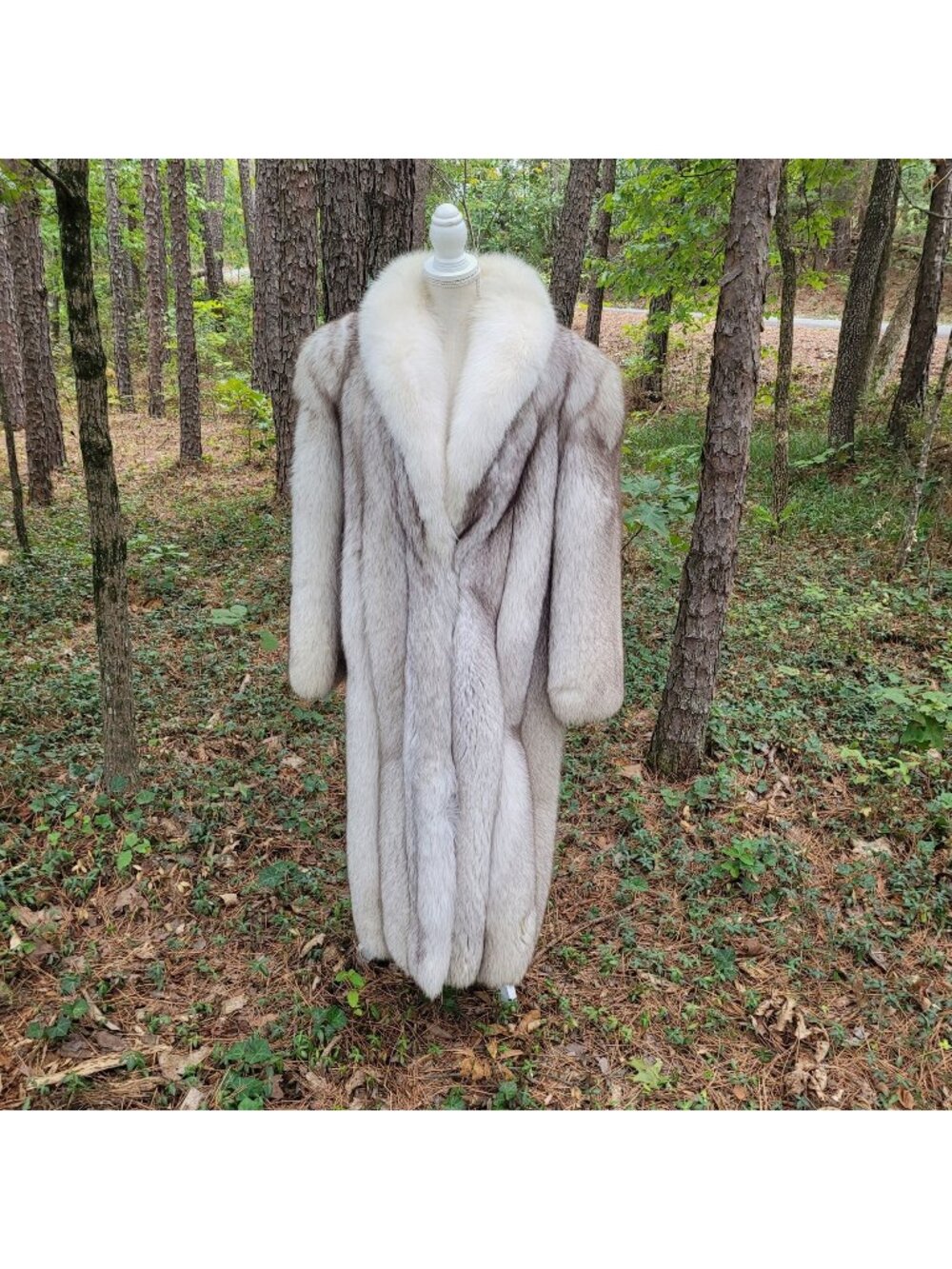 Vintage Women's Full Length Silver/Blue Fox Coat Old Hollywood Glam Approx Sz L